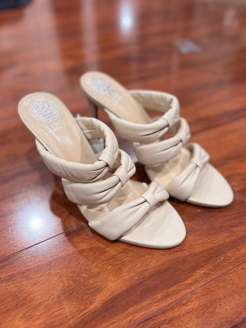 Vince Camuto Cream Knotted Strap High Heel Sandals